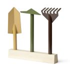 3 Metal Gardening Tools with Wooden Base Made in Italy - Garden Viadurini