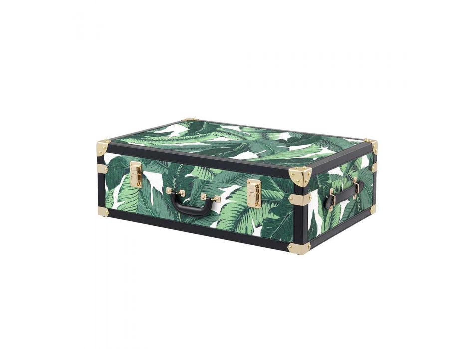 3 Design Trunks in Mdf and Fabric with Black Leather Effect Details - Amazonia