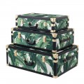 3 Design Trunks in Mdf and Fabric with Black Leather Effect Details - Amazonia