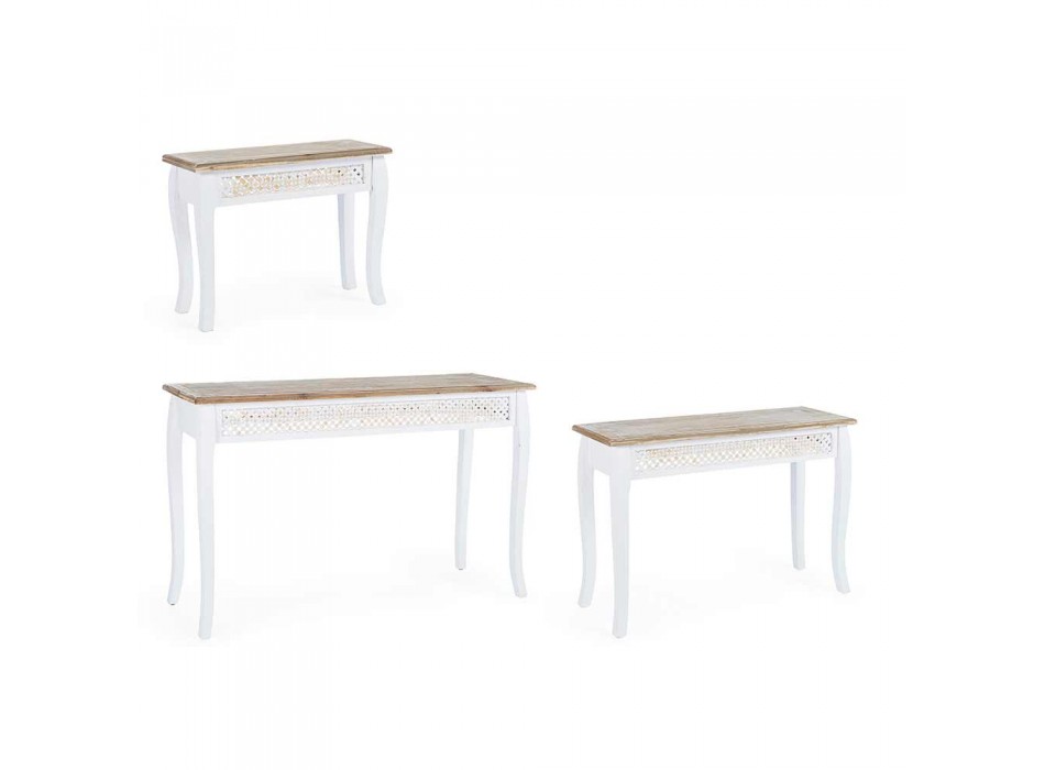 3 Classic Style Design Console in Fir Bamboo Bamboo and Mdf - Camalow Viadurini