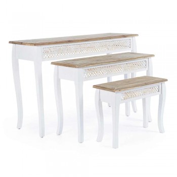 3 Classic Style Design Console in Fir Bamboo Bamboo and Mdf - Camalow