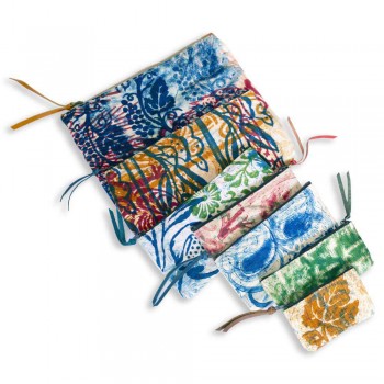 3 Hand-Printed Cotton Clutches in Unique Pieces - Viadurini by Marchi