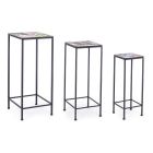 3 Square Design Garden Coffee Tables in Steel with Decorations - Enchanting Viadurini