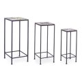 3 Square Garden Design Tables in Steel with Decors - Enchanting
