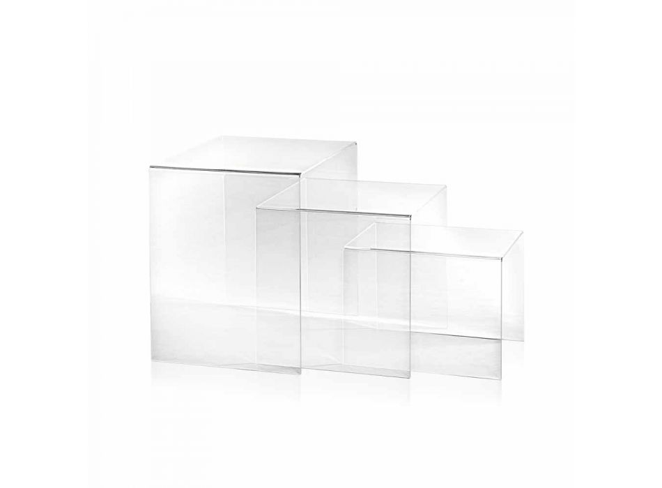 3 Amalia transparent, adaptable design tables, made in Italy Viadurini