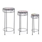 3 Round Outdoor Steel Tables with Design Decorations - Enchanting Viadurini