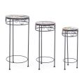 3 Round Steel Outdoor Tables with Design Decors - Enchanting