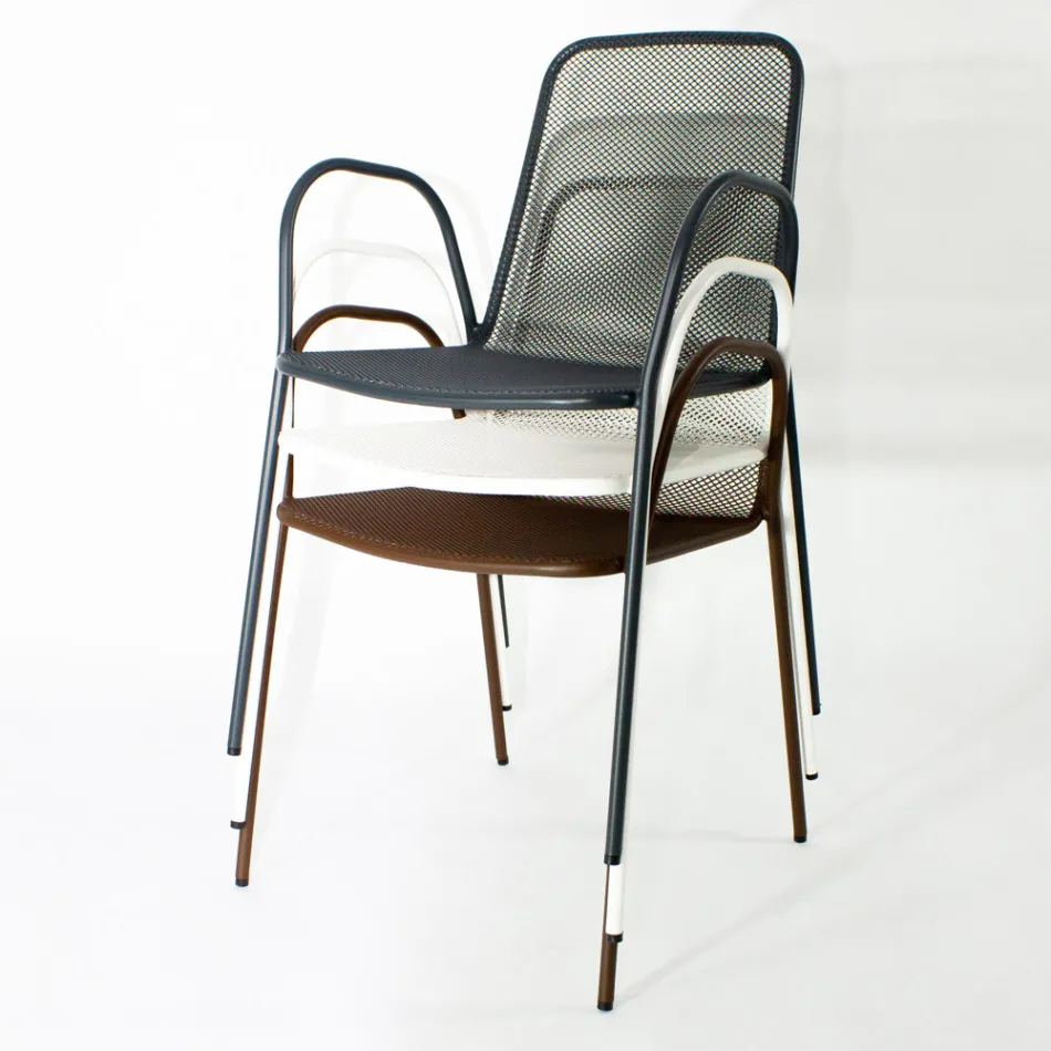 4 Traditional Metal Garden Armchairs Made in Italy - Edris Viadurini