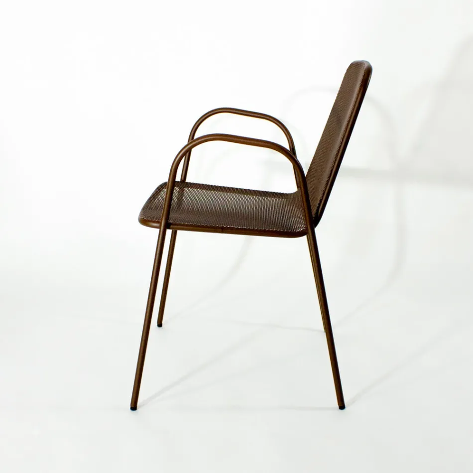 4 Traditional Metal Garden Armchairs Made in Italy - Edris Viadurini