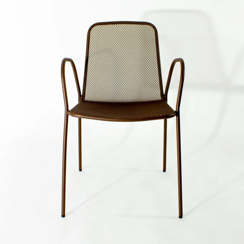 4 Traditional Metal Garden Armchairs Made in Italy - Edris Viadurini