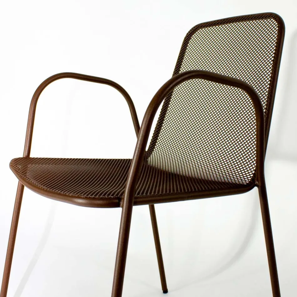 4 Traditional Metal Garden Armchairs Made in Italy - Edris Viadurini