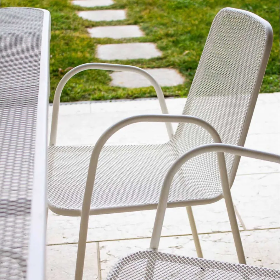 4 Traditional Metal Garden Armchairs Made in Italy - Edris Viadurini