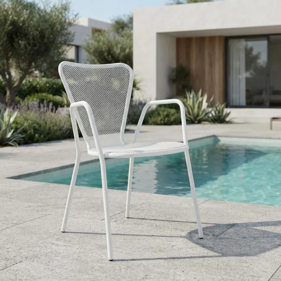 4 Modern Design Metal Outdoor Armchairs Made in Italy - Varmo Viadurini
