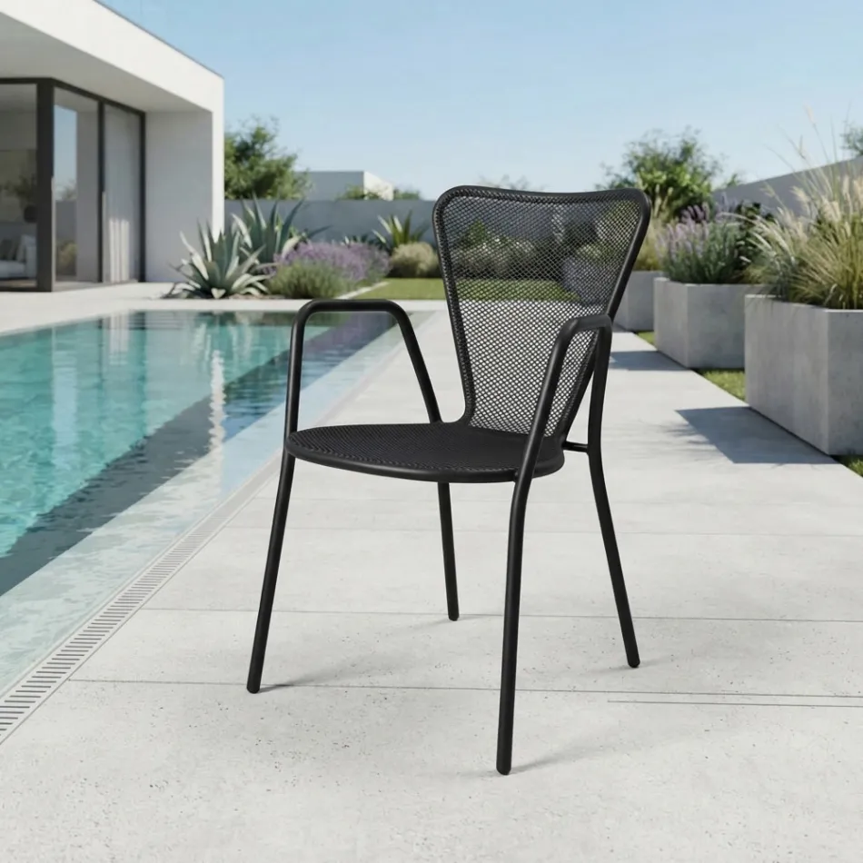 4 Modern Design Metal Outdoor Armchairs Made in Italy - Varmo Viadurini