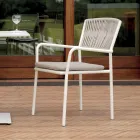 4 Stackable Garden Chairs in Aluminum and Rope - Lunaris Viadurini