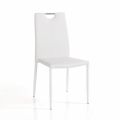 4 Chairs Completely Upholstered in White Synthetic Leather - Tulio