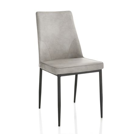 4 Chairs with Faux Leather Seat and Metal Legs - Tariq Viadurini