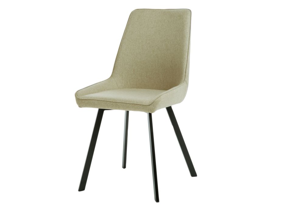 4 Chairs with Microfibre Fabric Seat and Metal Structure - Peach Viadurini
