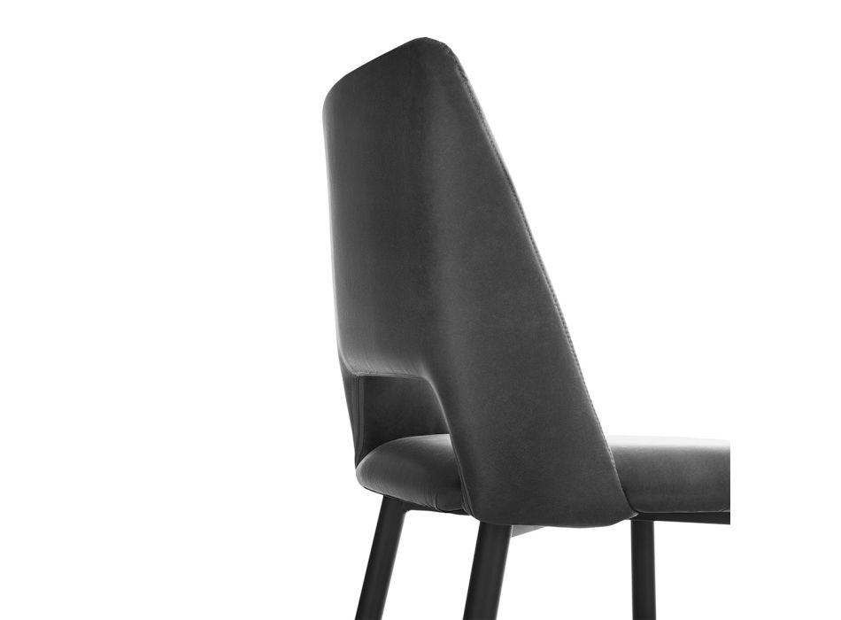 4 Chairs with Metal Frame and Microfiber Seat - Hala Viadurini
