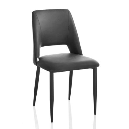4 Chairs with Metal Frame and Microfiber Seat - Hala Viadurini
