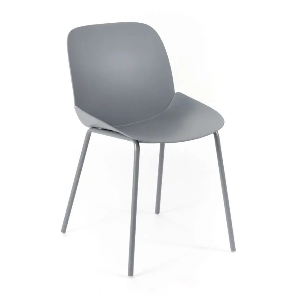 4 Outdoor and Indoor Chairs Made of Polypropylene and Metal - Bloody Viadurini