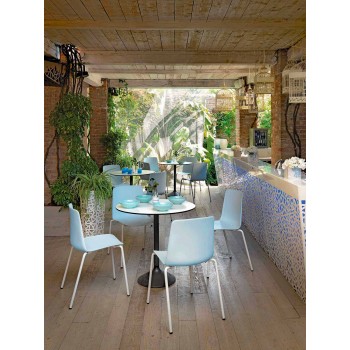 4 Stackable Outdoor Chairs in Metal and Polypropylene Made in Italy - Carita