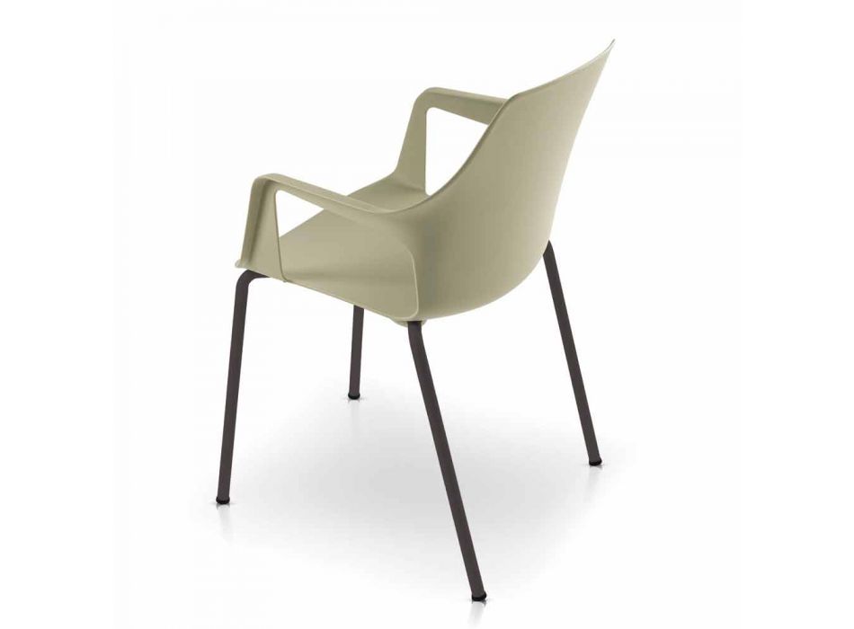 4 Stackable Outdoor Chairs in Polypropylene and Metal Made in Italy - Carlene Viadurini
