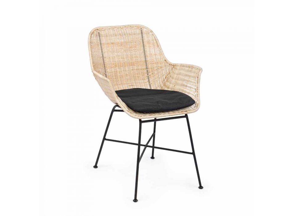 4 Outdoor Chairs in Woven Wicker and Steel Homemotion - Berecca
