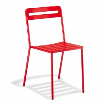 4 Outdoor Stackable Metal Chairs Made in Italy - Yolonda