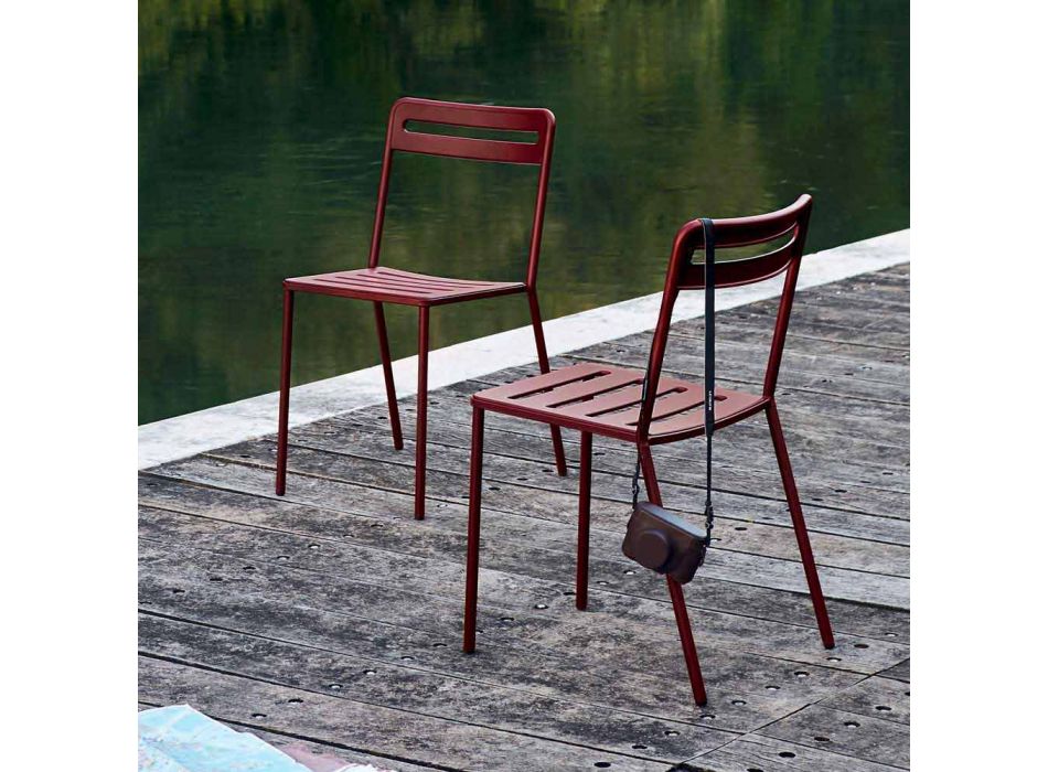 4 Outdoor Stackable Metal Chairs Made in Italy - Yolonda Viadurini
