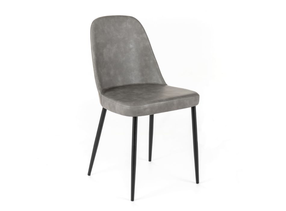 4 Indoor Chairs in Soft-touch of Different Colors and Metal Legs - Hugo Viadurini