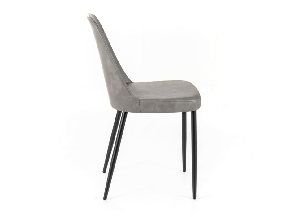 4 Indoor Chairs in Soft-touch of Different Colors and Metal Legs - Hugo Viadurini