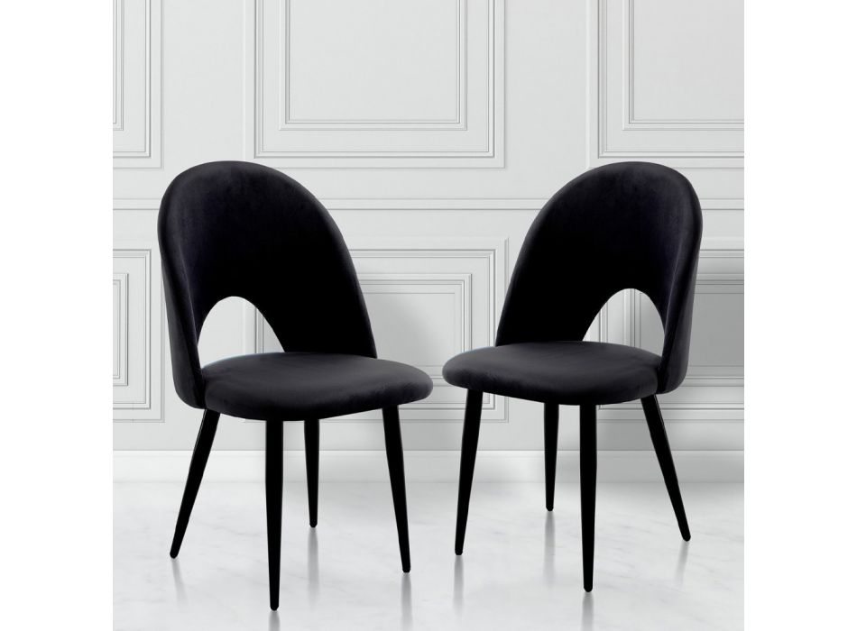 4 Indoor Chairs in Velvet Effect Fabric Different Colors - Corvina Viadurini