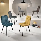 4 Living Room Chairs with Upholstered Fabric Seats in Different Colors - Impeto Viadurini