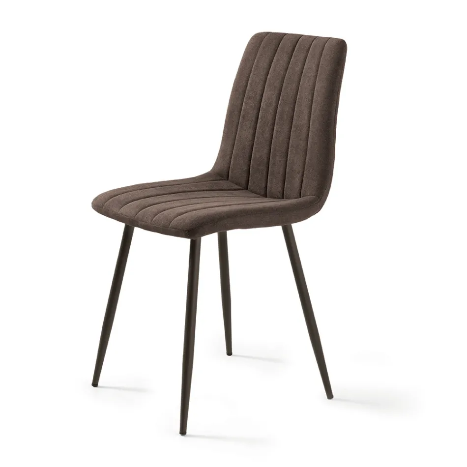 4 Living Room Chairs with Upholstered Fabric Seats in Different Colors - Impeto Viadurini