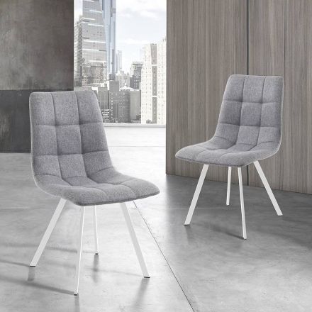 4 Living Room Chairs with Padded Seat Covered in Fabric - Romagna Viadurini