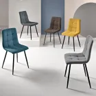 4 Living Room Chairs with Fabric Seats in Different Colors - Current Viadurini
