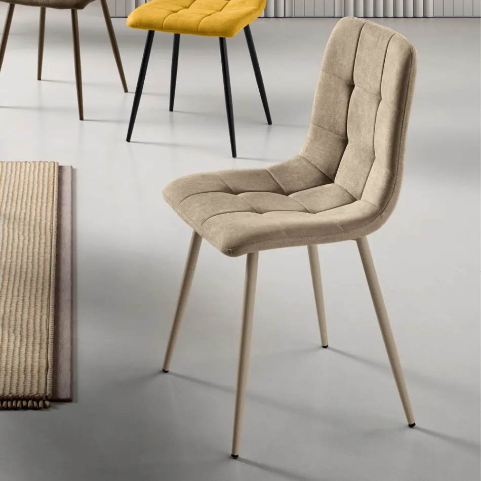 4 Living Room Chairs with Fabric Seats in Different Colors - Current Viadurini