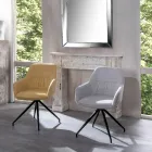 4 Living Room Chairs with Fabric Seat and Metal Structure and Legs - Pine Viadurini