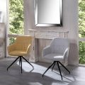 4 Living Room Chairs with Fabric Seat and Metal Structure and Legs - Pine