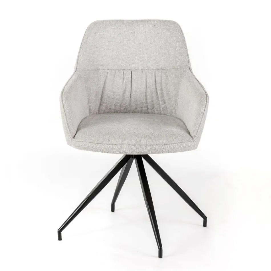 4 Living Room Chairs with Fabric Seat and Metal Structure and Legs - Pine Viadurini