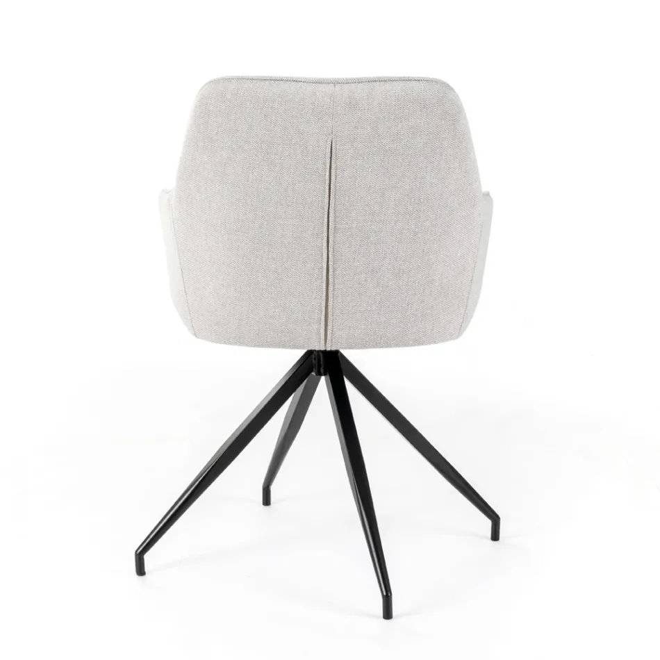 4 Living Room Chairs with Fabric Seat and Metal Structure and Legs - Pine Viadurini