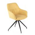 4 Living Room Chairs with Fabric Seat and Metal Structure and Legs - Pine