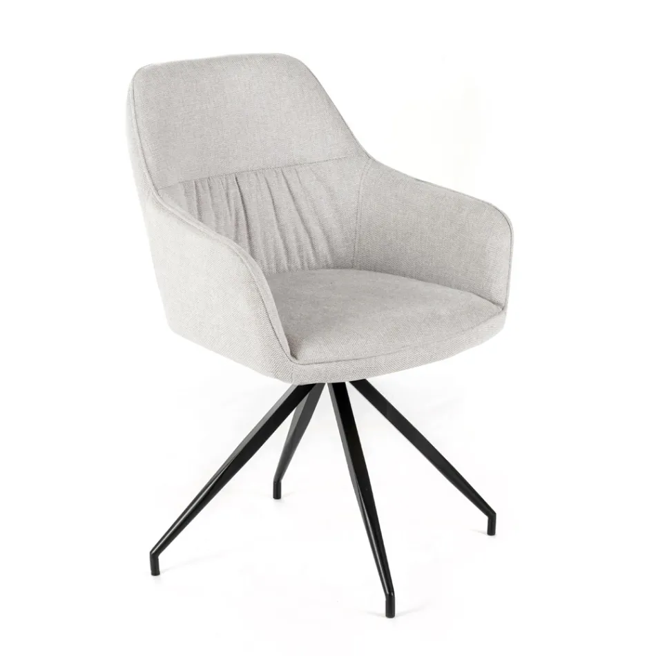 4 Living Room Chairs with Fabric Seat and Metal Structure and Legs - Pine Viadurini