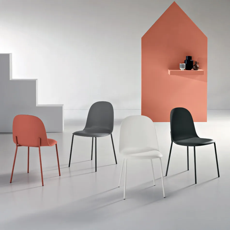 4 Polypropylene Living Room Chairs with Metal Frame - Dinamo Viadurini