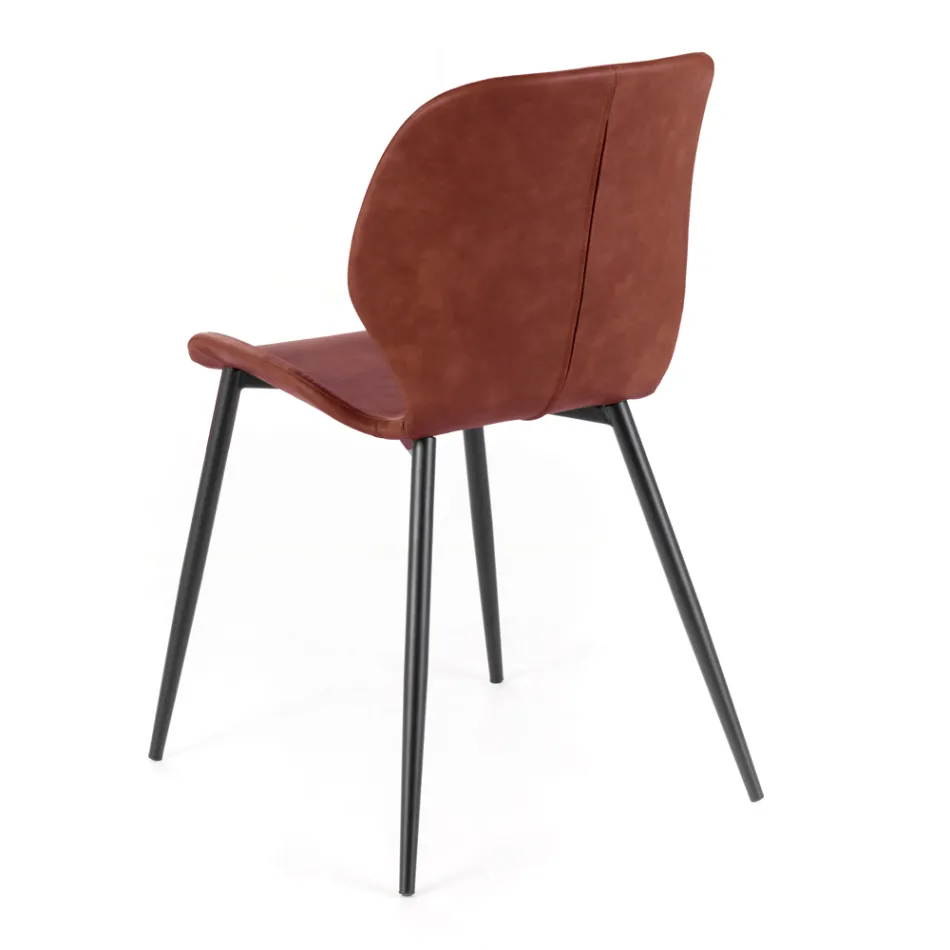 4 Living Room Chairs in Soft-touch of Different Colors and Metal Legs - Spritz Viadurini