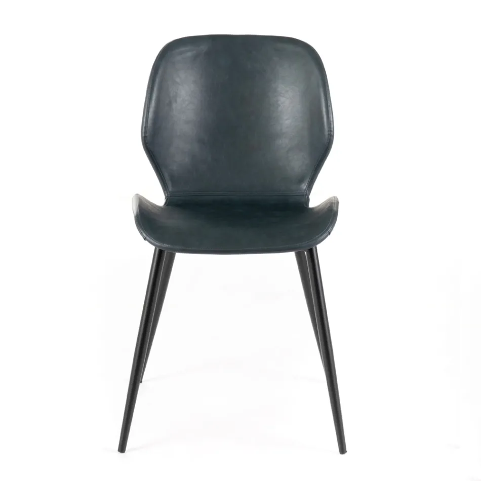 4 Living Room Chairs in Soft-touch of Different Colors and Metal Legs - Spritz Viadurini