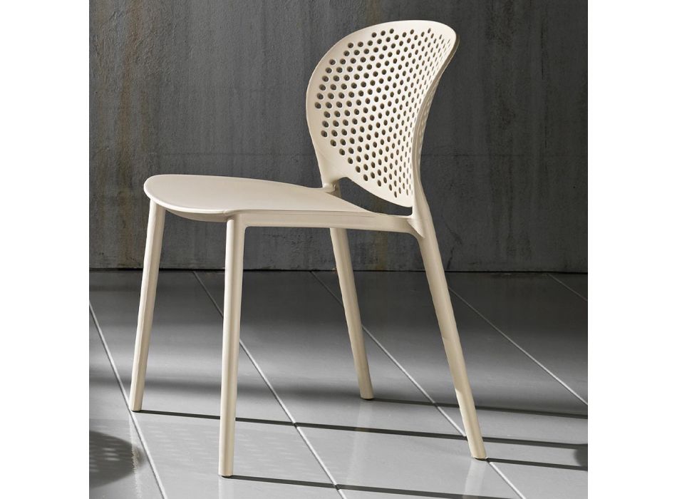 4 Modern Design Colored Stackable Polypropylene Chairs - Pocahontas