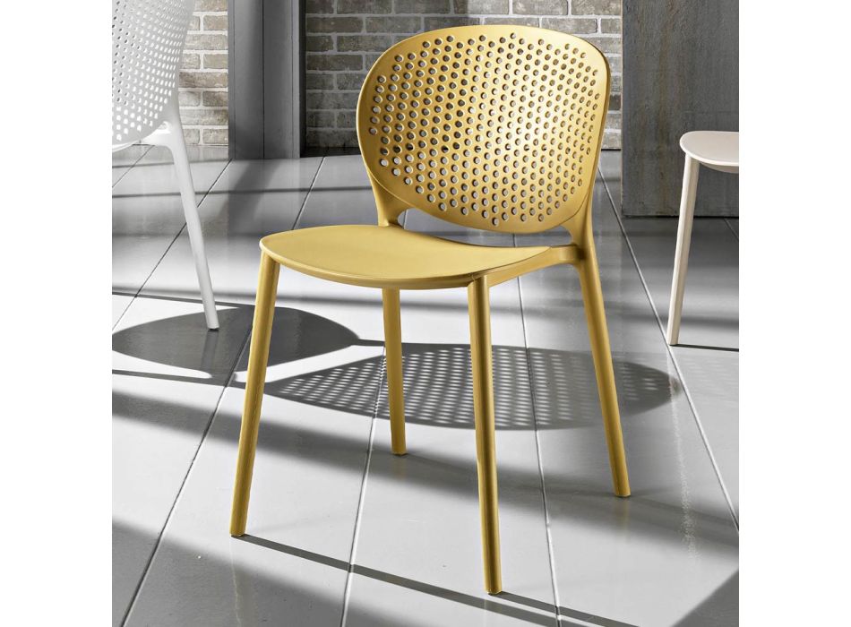 4 Modern Colored Design Stackable Chairs in Polypropylene - Pocahontas Viadurini