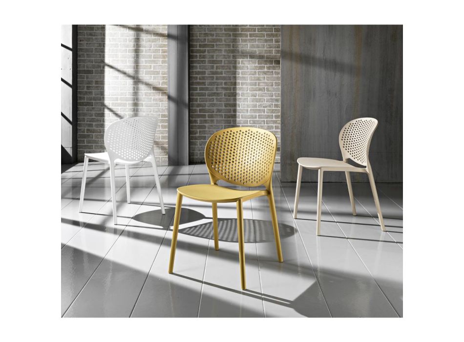 4 Modern Design Colored Stackable Polypropylene Chairs - Pocahontas